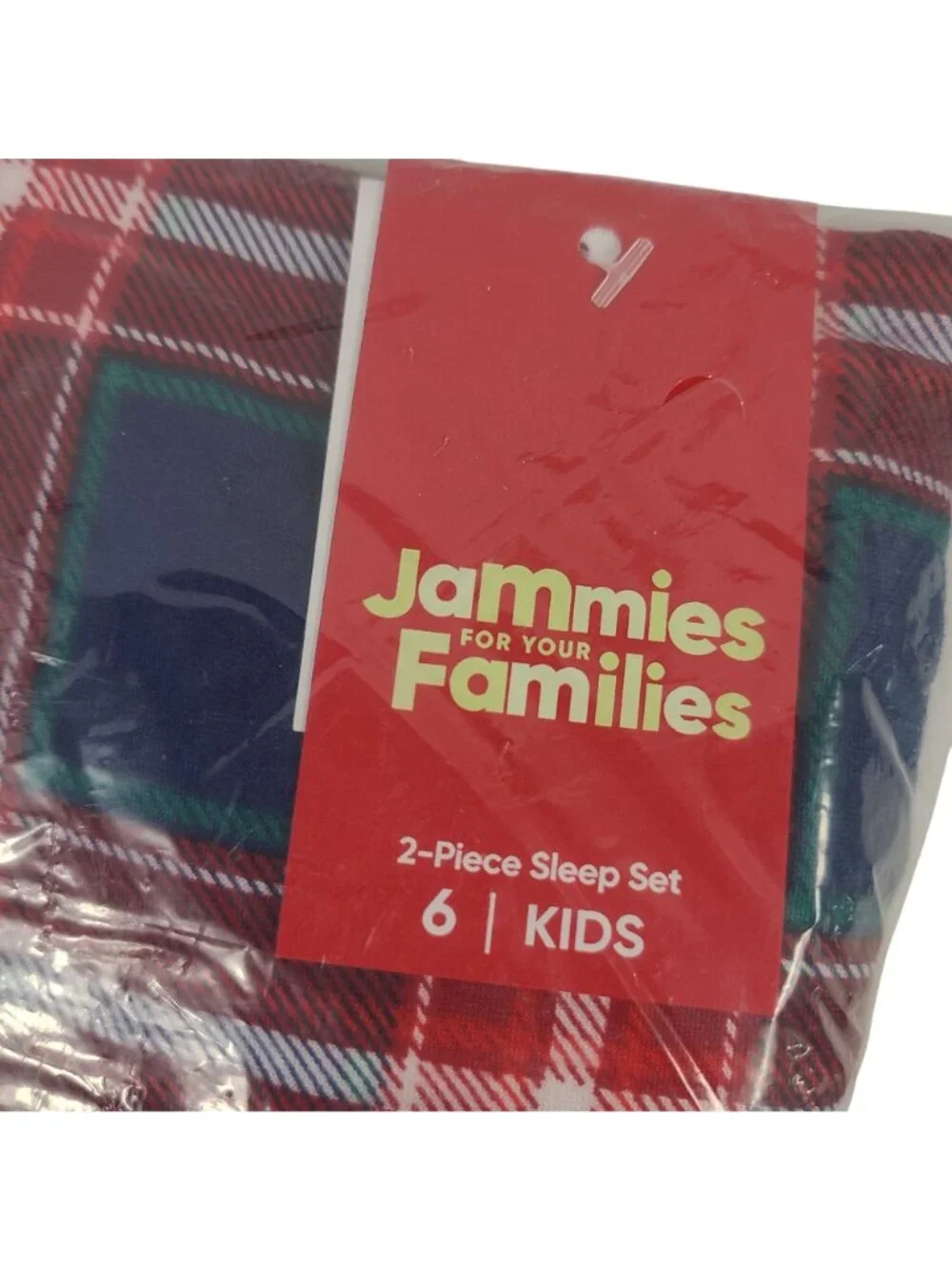 NEW Jammies For Your Families Kids 2-Piece Red Plaid Sleep Set Size 6